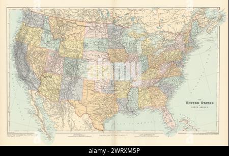 Vereinigte Staaten von Amerika. North Dakota wurde zum Bundesstaat Lincoln ernannt. STANFORD 1896 Karte Stockfoto