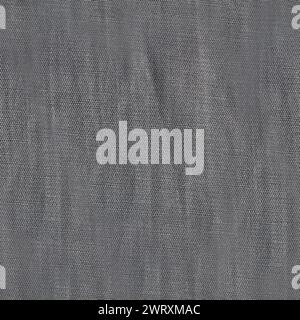 Nahtloses Texturfoto aus grauem, faltigem Baumwoll-Vorhangmaterial. Stockfoto