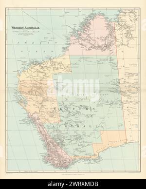 Westaustralien. Bezirke. Routen für Entdecker. Große STANFORD 1896 Karte (66 x 55 cm) Stockfoto