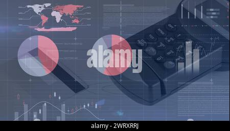 Bild von Statistiken und Datenverarbeitung über Zahlungsterminal Stockfoto