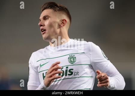 Bergamo, Italien. März 2024. Victor Gyokeres vom Sporting CP während des Spiels der UEFA Europa League im Stadio di Bergamo. Der Bildnachweis sollte lauten: Jonathan Moscrop/Sportimage Credit: Sportimage Ltd/Alamy Live News Stockfoto