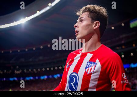Rodrigo Riquelme von Atletico Madrid im Achtelfinale der UEFA Champions League 2023/24 im zweiten Legs zwischen Atletico Madrid und FC Internazionale im Metropolitano Stadium. Endergebnis; Atletico Madrid 2:1 FC Internazionale. Stockfoto