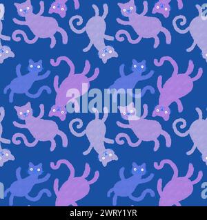 Halloween Tiere nahtlose Aquarellmalerei Katzenmuster zum Einpacken von Papier und Stoffen und Kinderkleidung Druck und Accessoires und Herbst Textilien und Stockfoto
