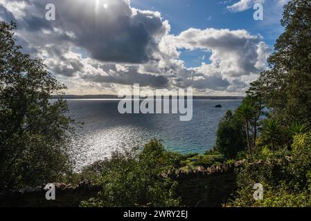 Wunderschöner Blick auf Meadfoot Beach, Torquay, Devon, Großbritannien Stockfoto