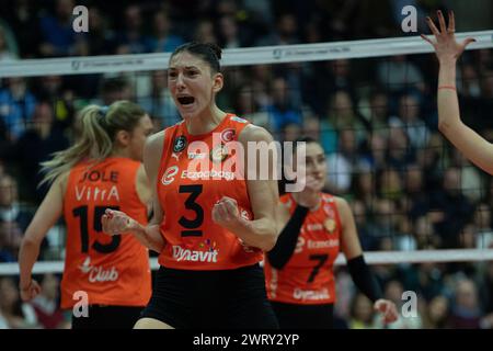 Villorba, Italien. März 2024. Feier von Tijana Boskovic während des A. Carraro Imoco Conegliano vs Eczacibasi Dynavit Istanbul im PalaVerde in Treviso, Italien am 14. März 2024 während des A. Carraro Imoco Conegliano vs Eczacibasi Dynavit Istanbul, CEV Champions League Women Volleyball Match in Villorba, Italien, 14. März 2024 Credit: Unabhängige Fotoagentur/Alamy Live News Stockfoto