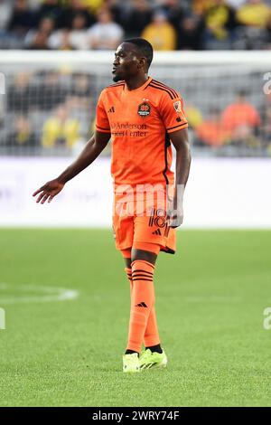 Columbus, Ohio, USA. März 2024. Houston Dynamo FC Stürmer Ibrahim Aliyu (18) in der zweiten Halbzeit gegen die Columbus Crew in Columbus, Ohio. Brent Clark/Cal Sport Media/Alamy Live News Stockfoto