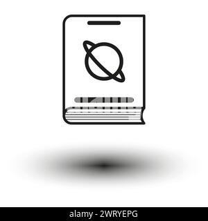 Symbol eines Buches mit einem Atomsymbol. Vektorabbildung. EPS 10. Stock Vektor