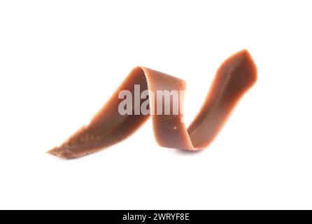 Eine köstliche Schokoladenrasierung isoliert auf weiß Stockfoto