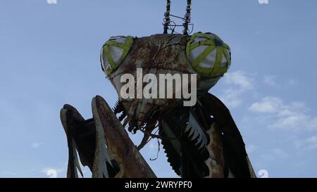 Las Vegas, Nevada, USA 7. März 2024 Gebetsmantis im Container Park at Fremont Street Experience in Downtown Las Vegas am 7. März 2024 in Las Vegas, Nevada, USA. Foto: Barry King/Alamy Stock Photo Stockfoto