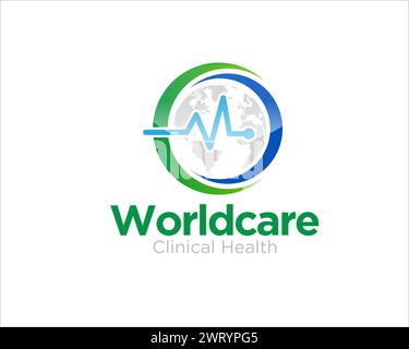 World Health Care Logo Designs für medizinische Welt Service Stock Vektor