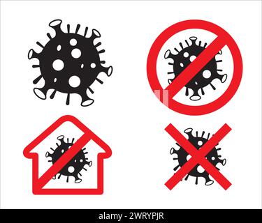 Virus-Symbol für Gesundheitsschutz-Logo gesetzt Stock Vektor