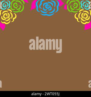 Bunte Linie Blumen von Rosen Hintergrund Illustration Stock Vektor