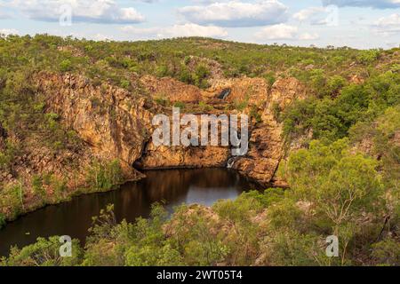 Blick auf die Edith Falls vom Aussichtspunkt Katherine, Northern Territory Stockfoto