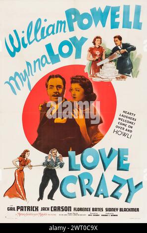 Love Crazy (MGM, 1941). Ein-Blatt-Filmposter: William Powell und Myrna Loy Stockfoto