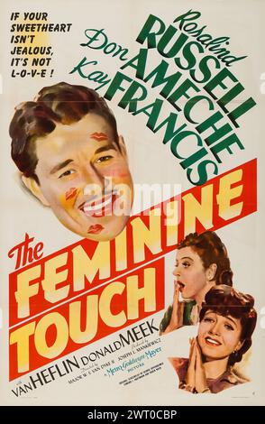 Vintage-Filmplakat für den Film The Feminine Touch aus dem Jahr 1941 - Rosalind Russell, Don Ameche und Kay Francis Stockfoto