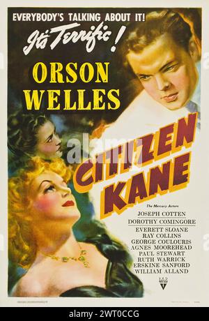 Filmplakat für die amerikanische Veröffentlichung des Films Citizen Kane aus dem Jahr 1941 mit Orson Welles - 'Style B' Stockfoto