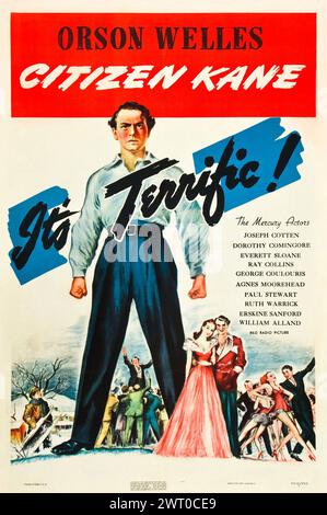 Vintage-Filmplakat für die amerikanische Veröffentlichung des Films Citizen Kane aus dem Jahr 1941. Dieses Design wird als „Stil B“ bezeichnet. Mit Orson Welles Stockfoto