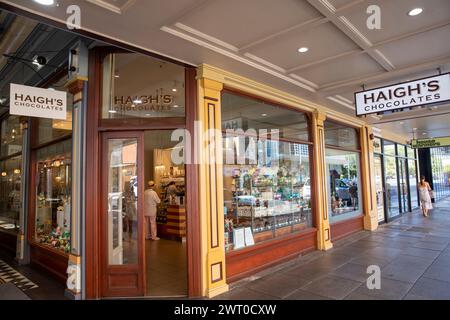 Adelaide Arcade, historische Einkaufspassage und Haigh's Chocolate Shop, Adelaide City Centre, South Australia, März 2024 Stockfoto