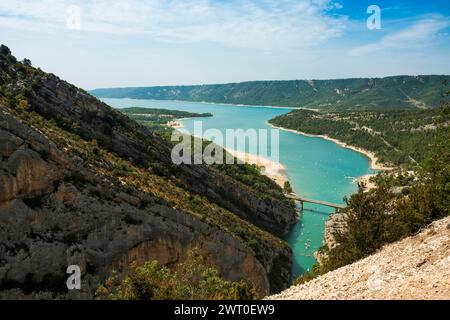 Lac de Sainte-Croix, Verdon-Schlucht, Gorges du Verdon, regionaler Naturpark Verdon, Provence, Provence-Alpes-Cote-d'Azur, Südfrankreich, Frankreich Stockfoto