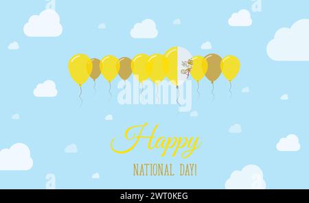 Funkelndes Patriotisches Poster Zum Tag Der Unabhängigkeit Der Vatikanstadt. Reihe von Ballons in Farben der italienischen Flagge. Grußkarte mit Nationalflaggen, Blau Stock Vektor