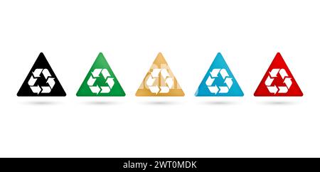 illustration of Recycling sign icon set for packages label products company or corporate, User interface designs, collages, decks Stock Vektor