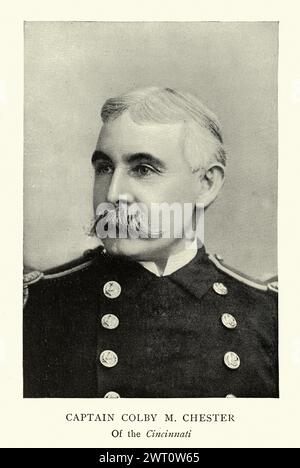 Vintage-Bild von Colby Mitchell Chester, einem Admiral der United States Navy. Er ist der einzige Marineoffizier, der aktiv im Bürgerkrieg, im Spanisch-Amerikanischen Krieg und im Ersten Weltkrieg gedient hat Stockfoto