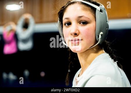 15 Jahre alte Wrestlerin Stockfoto