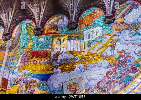 Schlacht von Lepanto Mosaic Basilika Notre Dame Lyon Frankreich Stockfoto