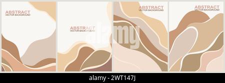 Set abstrakter Banner mit pastellfarbenen Wellen. Stock Vektor