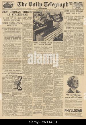 1942 die Titelseite des Daily Telegraph berichtet über die Schlacht von Stalingrad Stockfoto