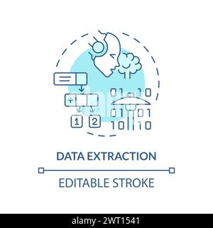 Symbol „Datenextraktion“ in sanftem Blau Stock Vektor