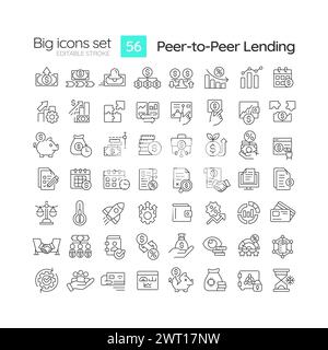 Lineare Symbole für Peer-to-Peer-Leihgabe Stock Vektor