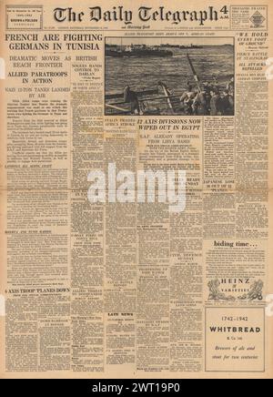 1942 die Titelseite des Daily Telegraph berichtet von Battle for North Africa Stockfoto