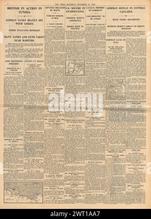 1942 berichtete die Times über die Schlacht um Nordafrika, die Schlacht um Stalingrad und die Schlacht um die Salomonen Stockfoto