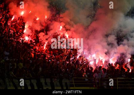 São Bernardo do Campo (SP), 14/03/2024 - Futebol/São BERNARDO-CORINTHIANS - Fans aus Korinthen - Spiel zwischen São Bernardo x Corinthians, gültig für die zweite Phase der Copa do Brasil, die im 1. De Maio Stadion in São Bernando, Stadt São Paulo, ausgetragen wird; in der Nacht von diesem Donnerstag, dem 14.. (Foto: Eduardo Carmim/Alamy Live News) Stockfoto