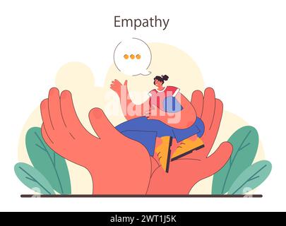 Aktives Zuhören. Aufmerksamer Geschäftscharakter oder Entwicklung von Soft Skills für Mitarbeiter. Konversation, Verhandlung, emotionale Intelligenz und Teamarbeit. Illustration des flachen Vektors Stock Vektor