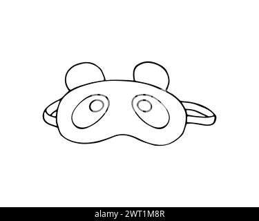 Handgezeichnete nächtliche Augenmaske. Schlafmaske niedliches Pandasicht. Maske für träumende Vektor-Illustration im Doodle-Stil. Stock Vektor