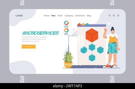 Webbanner oder Landing-Page für die Back-End-Entwicklung. Codierung, Softwareentwicklung oder Programmierung. Software-Skriptentwicklung. Illustration des flachen Vektors Stock Vektor