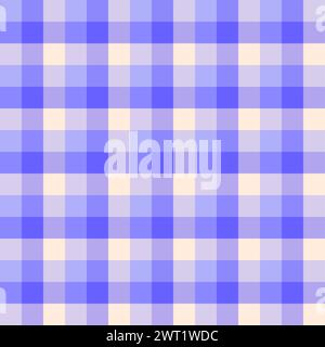 Nahtloses Karomuster in Pastellblau und Flieder. Kreatives, lebendiges, trendiges Hintergrunddesign mit Schottenmuster für Kinder. Abstraktes trendiges Gingham-Karo. Stock Vektor