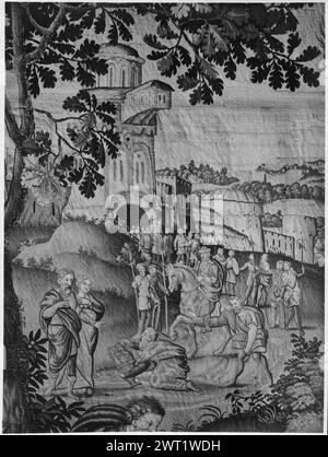 Vorsicht. Coxie, Michiel (der ältere) (Niederländisch (vor 1600) - Flandern, 1499-1592) (entworfen nach, ATR.) [Maler] Guebels, Francois (Niederländisch (vor 1600) - Flandern, ACT.1545-1577) (Werkstatt) [Weber] ca. 1560-1570 Gobelin Materialien/Techniken: Unbekannt Kultur: Flämisches Weberzentrum: Brüssel Besitzgeschichte: Österreich, Wien, Wien, Sammlung für Plastik und Kunstgewerbe. Inschriften: Inschriften zur Identifikation von Figuren im zentralen Feld [einige sind]: THAMAR (Tamar) Inschriften: Inschriften zur Identifikation von Grenzfiguren: IN PRVDENTIA (Imprudence), AGNOMI (Unehronor ?) Details, m Stockfoto