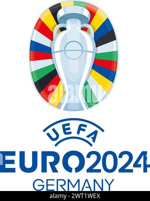 Kharkiv, Ukraine - 5. August 2023. UEFA Euro 2024 Vektor-Logo. Europäisches Fußballturnier 2024 in Deutschland Stock Vektor