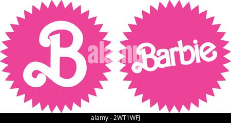 Barbie rosa Vintage Logo Vektor Illustration auf weißem Hintergrund Stock Vektor