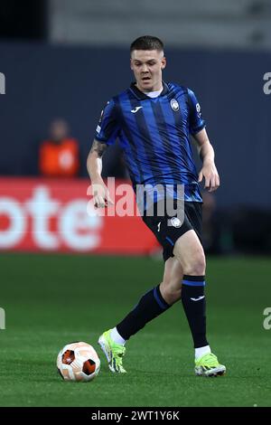 Bergamo, Italien. März 2024. Emil Holm von Atalanta BC im Achtelfinale der UEFA Europa League im Achtelfinale zwischen Atalanta BC und Sporting CP am 14. März 2024 in Bergamo, Italien. Quelle: Marco Canoniero/Alamy Live News Stockfoto