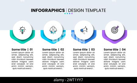 Infografik-Vorlage mit Symbolen und 4 Optionen oder Schritten. Kann für Workflow-Layout, Diagramm, Banner, webdesign verwendet werden. Vektorgrafik Stock Vektor