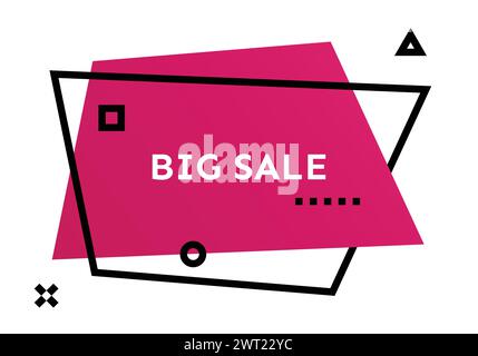 Großes rotes geometrisches trendiges Banner im Sale. Moderne Verlaufsform mit Werbetext. Vektorabbildung. Stock Vektor