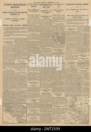 1943 eroberte die Times, die die Schlacht um Salerno und die Rote Armee berichteten, Nizhyn Stockfoto