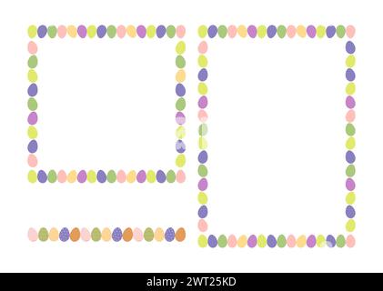 Rahmen für Ostereier mit Platz für Text. Banner mit verzierten Eiern auf weißem Hintergrund. Vektorillustration mit Textstelle. Stock Vektor