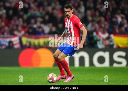 Madrid, Spanien. März 2024. Stefan Savic von Atletico de Madrid spielte am 13. März 2024 im Civitas Metropolitano Stadion in Madrid, Spanien, während des Achtelfinale zwischen Atletico de Madrid und Inter Mailand. (Foto: Bagu Blanco/PRESSINPHOTO) Credit: PRESSINPHOTO SPORTS AGENCY/Alamy Live News Stockfoto