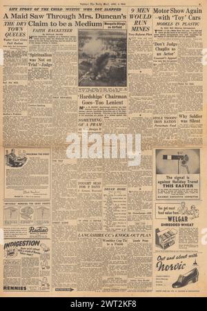 1944 Daily Mail-Titelseite berichtet über den Hexenprozess gegen Helen Duncan Stockfoto