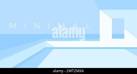 Trendige Minimalistische Absract Terrasse Meer Oder Ozean Vektor Landschaft Illustration Hintergrund Kunst Stock Vektor